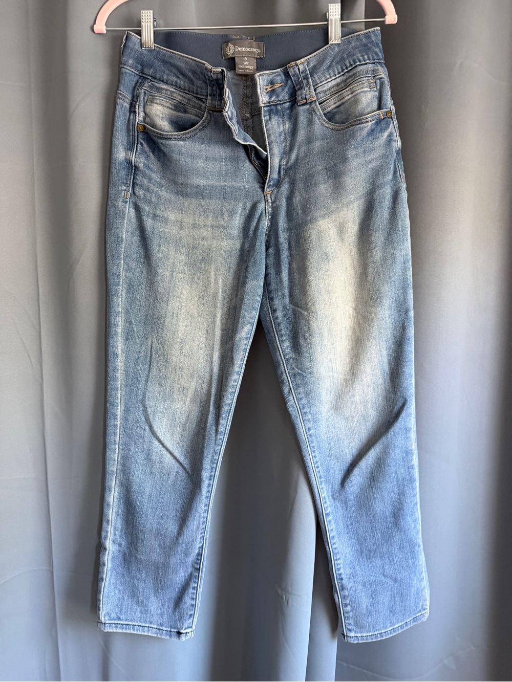 Democracy Mid Wash Straight Leg Jeans in Light Blue